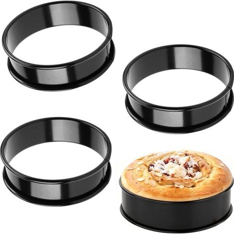 8 anelli da forno in acciaio inox 430, diametro 8 cm, stampi per pancake, muffin e budini con rivestimento antiaderente. (1/5)