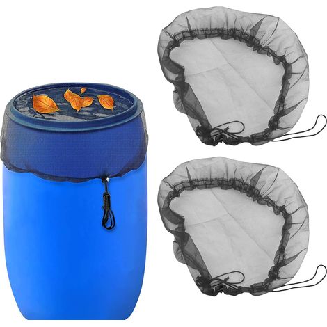 2 Pcs Filet pour Citerne de Pluie, 120cm Réglable Housse pour Tonneau de Pluie avec Cordon de Serrage, Filet de Protection de Seaux de Pluie Contre Moustiques et Feuilles pour Jardin Extérieu(120cm) (1/5)