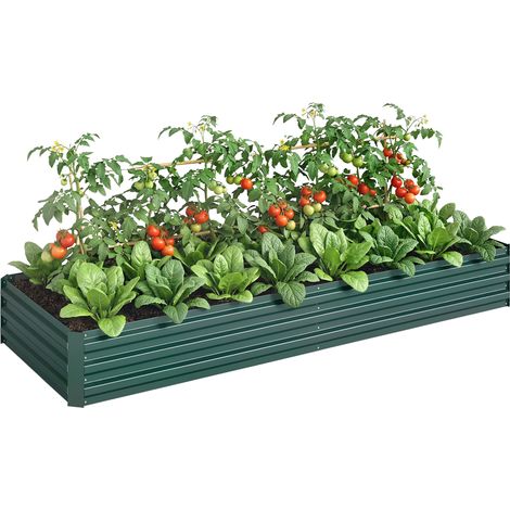 Letto per Orto Rialzato in Metallo da Esterno, Portapiante per Fiori ed Erbe, 241x90,5x30cm