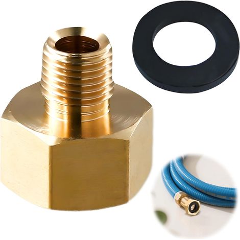 Adaptateur de Gaz en Laiton Filetage Femelle G 1/2" RH à Droite x Filetage Mâle G 1/4" LH à Gauche, Compatible pour Équipements Allemands pour Connexions de Gaz Transfrontalières, Résistant et Durable (1/5)