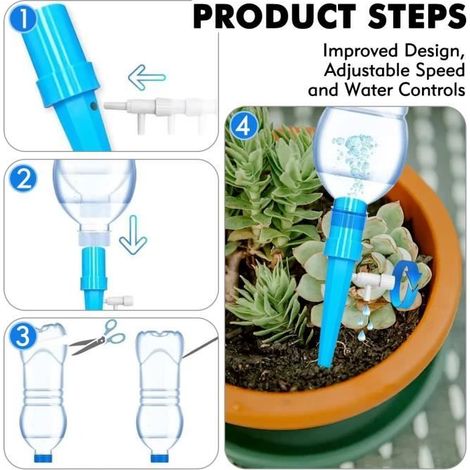 Irrigation Goutte à Goutte Kit, 20 Pièces Goutte À Goutte Bouteille, Arroseur Automatique Plantes, arrosages automatiques réglables (1/5)