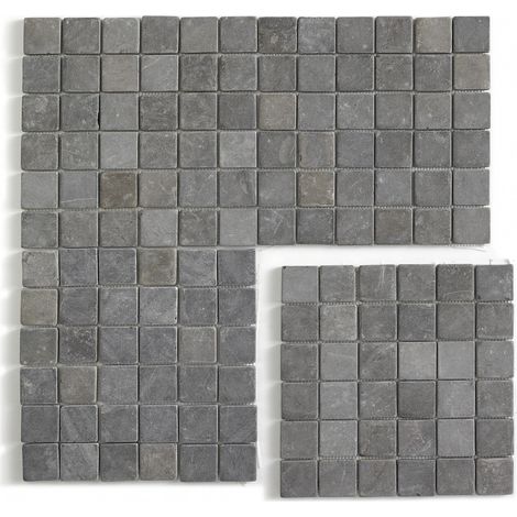 Carrelage de mosaïque (Boite de 1m²) / Plaque mosaïque mur et sol en marbre naturel coloris gris - 30 x 30 cm - PEGANE -