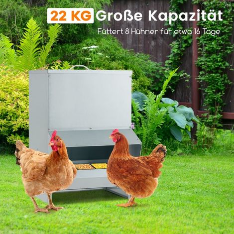 Automatic Poultry Feeder, 22kg Capacity, Galvanized Metal (1/5)