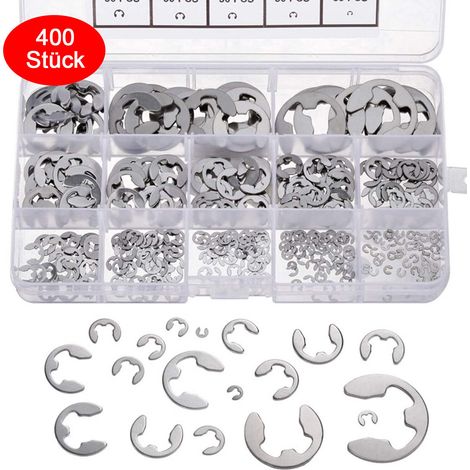 Assortiment de 400 circlips en acier inoxydable (anneaux de verrouillage) (1/4)