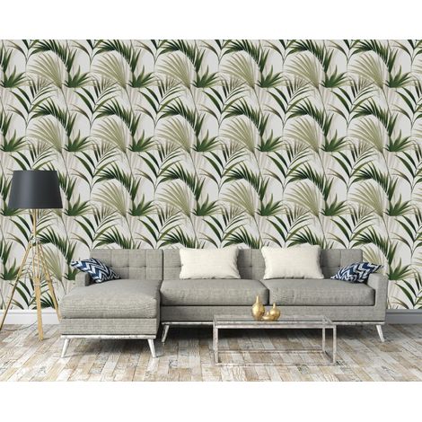 Wallarena Vliestapete Blätter Gras Boho Tropisch für Wohnzimmer und Schlafzimmer, 10 m x 50 cm – inkl. Kleister & Anleitung (1/5)