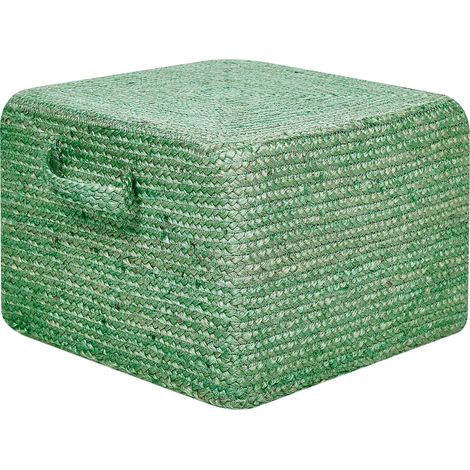 Puf de yute verde 45 x 45 cm otomana relleno EPS asas accesorio Dhadar