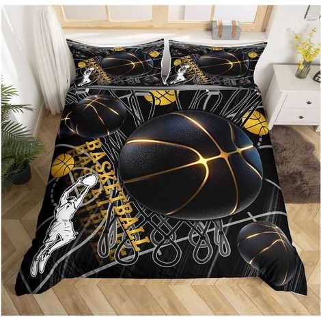 Basketball Housse de Couette 140x200cm Sportiste Slam Dunk Parure de Lit Basketball Ensemble de Literie Gaming Sports Décor - RLF (1/4)