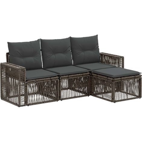 Gartensofa-set 4 pcs Grau und Dunkelgrau Poly-Rattan vidaXL