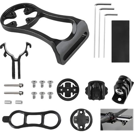 Alloy Front Mount Computer Holder Extension Bike for Watch with Accessories Sports Action Camera Sturdy Aluminium Construction Bicycle Light Adapter (Black) (1/5)