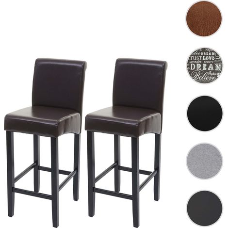2x tabouret de bar HWC-C33, chaise bar - écriture, gris, pieds foncés, tissu (1/5)