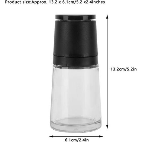 Moulin à poivre - - Manuel - Noir - Verre et ABS - Dimensions 13,2 x 6,1 cm (1/5)