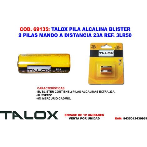 Pile alcaline 23A2 3LR50 Blister 2 unités pour télécommande