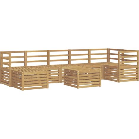 Set di divani da esterno 8 pz Bianco Legno di Acacia Massello vidaXL (1/5)