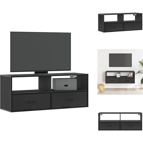 Meuble TV noir 100x31x39,5 cm bois d'ingénierie et métal - Meuble TV - Meubles TV - Support TV - Meuble HiFi (1/5)