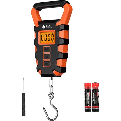 Balance de Pêche Numérique, Balance de Bagage Electronique 50KG avec Règle, Fishing Postal Crochet de Suspension avec Ruban à Mesurer, Ecran LCD Rétroéclairé (Piles Incluses)