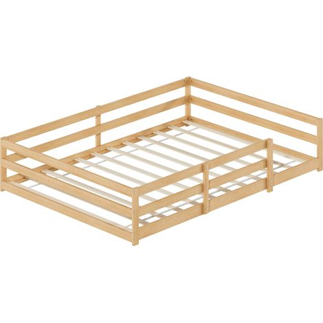 Letto Montessori per bambini con sponde in legno di pino naturale 140 x 200 cm MODENUIT (1/5)