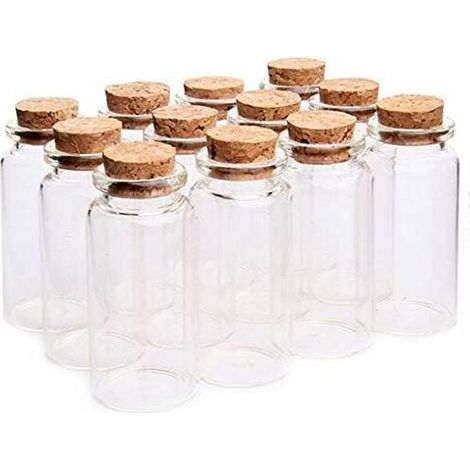 18 pièces mini bouteilles en verre de 10 ml pots d'échantillons avec bouchons, pots de bouteilles en verre d'échantillons vides de 10 ml, mini flacons avec bouchons pour la décoration de bricolage, pa (1/5)