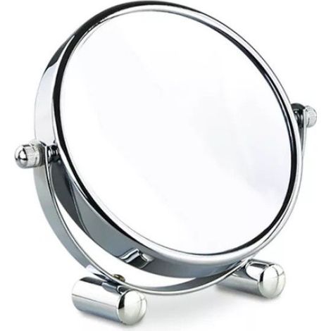 Miroir de courtoisie grossissement 5x, miroir de courtoisie sur pied compact de 6 pouces, chromé, diamètre 15 cm, pivotant, miroir de bureau de haute qualité (1/5)