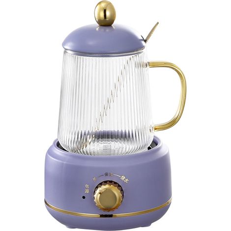 Bouilloire électrique portable 450ml, tasse mijoteuse santé, mini cuiseur lent, théière fleur bureau, bouilloire thé démontable 220V violette. (1/5)