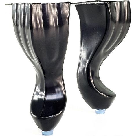 Pieds de meuble réglables avec 4 pieds métalliques de style Queen Anne, pieds décoratifs, hauteur 140 mm, blancs, autobloquants, de remplacement pour canapés, chaises, tabourets, armoires. Noir. (1/5)