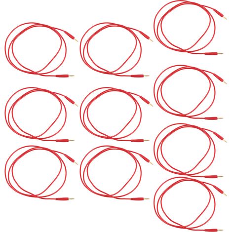 Lot de 10 cordons de test à fiches bananes soudées mâle-mâle, pour usage domestique et industriel, section 0,44 mm², rouge. (1/5)