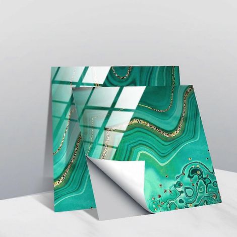 (G) 20 autocollants imitation marbre pour cuisine, salle de bain, crédence, en PVC, imperméables et résistants à l'huile, à poser soi-même, autocollants muraux, décoration intérieure (1/5)