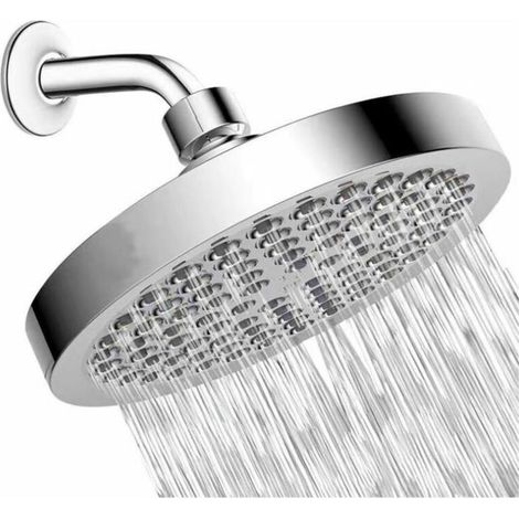 SABIR Pomme de Douche de 15cm - Pommeau de Douche Rond à Haute Pression en Acier Inoxydable 304 pour une Douche Confortable à Basse Pression dEau - Installée au Mur ou Plafond (Chrome) (1/5)