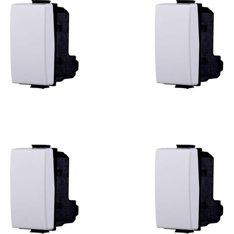 Interrupteur unipolaire 1P 16A, compatible Matix, 1 module, couleur blanche, lot de 4 pièces (1/4)