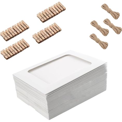 Kits d'accrochage photo comprenant 40 cadres en papier, pinces bois (1/5)