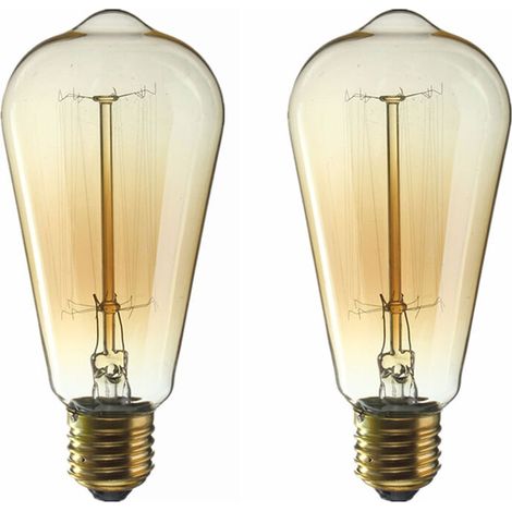 Lot de 2 ampoules E27 ST64 Edison blanc chaud 60 W 220 V, (1/4)