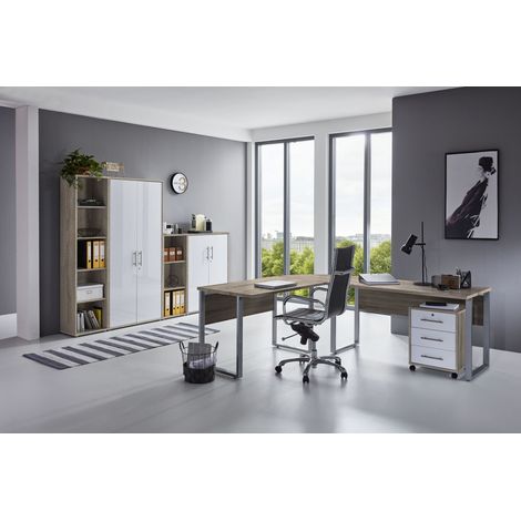 BMG Möbel Büromöbel-Set, Office Edition Set 4.4, eiche/ weiß matt