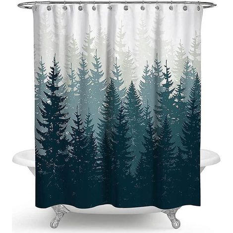 Strapazierfähiger und wasserdichter Duschvorhang aus Stoff mit 12 Haken – 180 x 180 cm