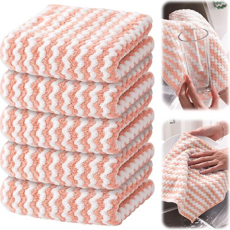 10PCS Washing Cloths - Microfiber Cleaning Cloths, Reusable and Washable Dishcloths, Microfiber Towels for Cars, Cleaning Cloths, Pink (1/5)