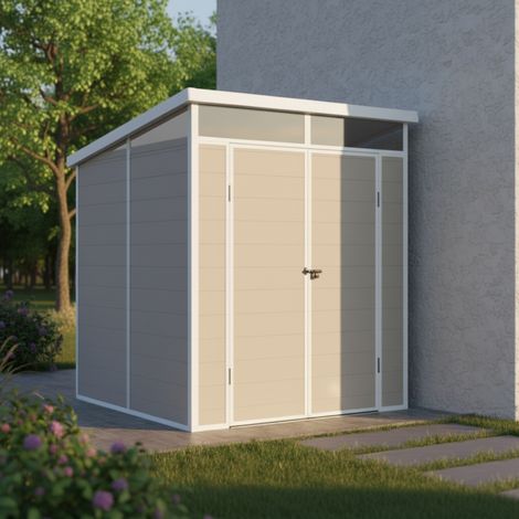 Abri Jardin Résine Beige 3.24m2 Toit Plat Skylight Plancher Jôbu (1/5)