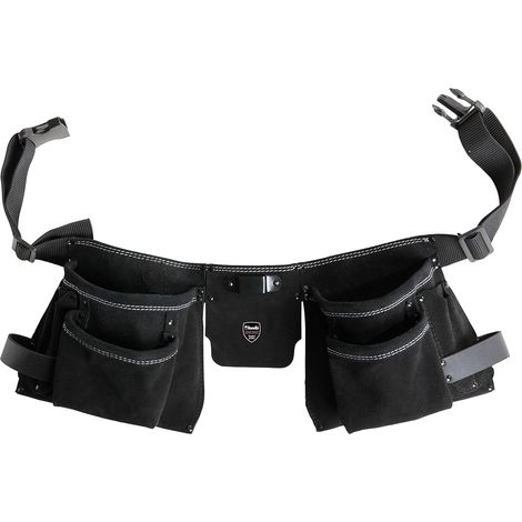 kwb zweiteiliger Werkzeug-Gürtel Leder mit 7 Fächern,Nagel-Tasche,Messertasche,HammerhalterundMetallclipfürBandmaß (1/3)