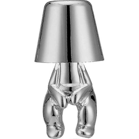 Lampe Penseur, Lampe de table tactile, Lampe de bureau LED représentant un petit penseur doré et créatif, DecorMr whenSilver (1/4)