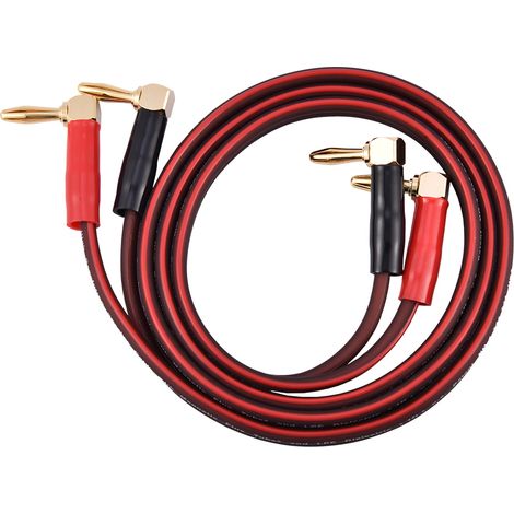 Câble Haut-parleur Hi-Fi en Cuivre Pur avec Fiches Banane en L, Rouge et Noir, 1 Mètre (1/5)