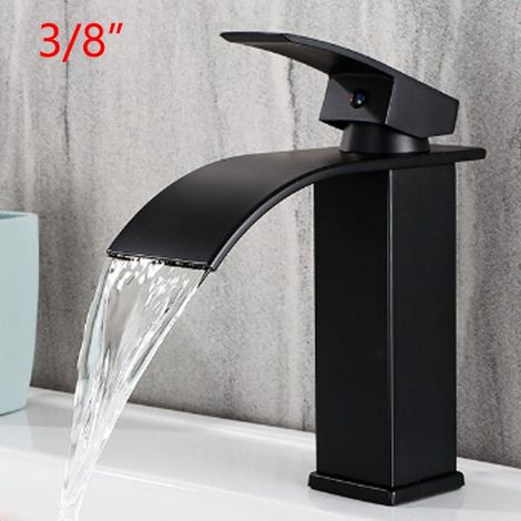 3/8” Modern Sink Faucet, Bathroom & Kitchen Basin Mixer, Waterfall Tap, No Water Supply Included (1/5)