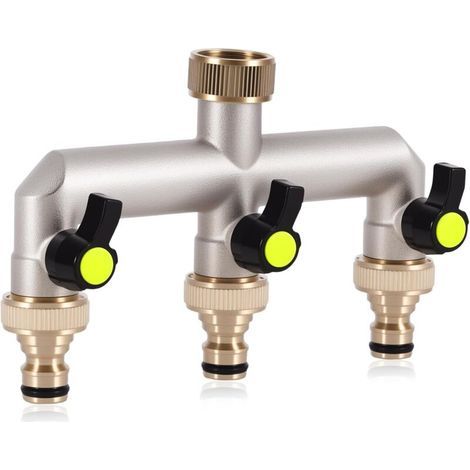 Distributeur D'eau à 3 Voies. Distributeur à 3 Voies. Distributeur de Tuyau D'arrosage à Raccord D'eau de 3/4 Pouce. Laiton Haute Résistance. Adapté à L'ordinateur D'irrigation (1/4)