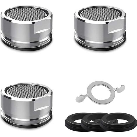 Aireador de grifo M24 [6 piezas], aireador de grifo de acero inoxidable, burbujeador ahorrador de agua para baño y cocina, incluye 4 arandelas y 1 llave para grifo. (1/5)