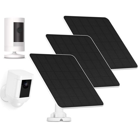 Panneau Solaire pour Caméra, Chargeur Solaire 5W pour Batterie Cam/Pro, Spotlight Cam Plus/Pro, Wyze Battery Cam Pro, avec Prise cylindrique et Adaptateur USB-C, Paquet de 3 (1/5)