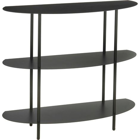 Étagère de Rangement en Fer Noir avec 3 Plateaux Ovales pour Plantes et Décoration 90x28x81 cm - PANGIVO (1/5)