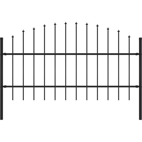 Clôture de jardin à dessus en lance Acier (0,75-1)x1,7 m Noir (1/3)