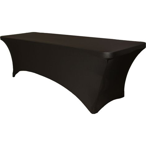 Rechteckige Stretch-Tischdecke, dauerhaft auf Lager, ideal für Hochzeiten und besondere Anlässe. Erhältlich in verschiedenen Designs und individuell anpassbar (schwarz). Artikelnummer: 10black. (1/2)