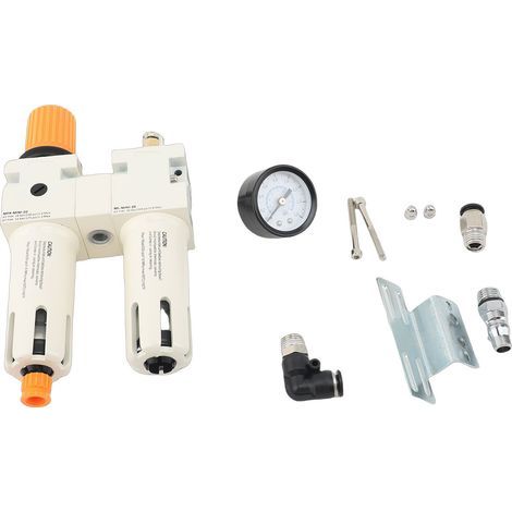 Professional Air Filter Regulator Lubricator 90° Downward Outlet Joint Compressor – High Strength, DIY, Workshop, Construction, Installation (1/2)