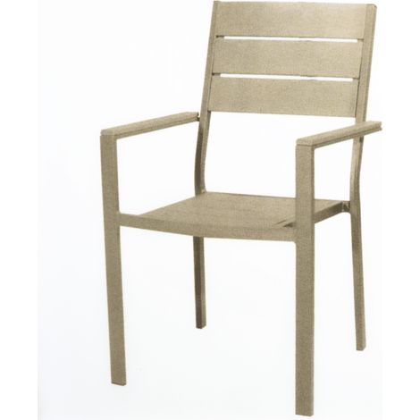 SEDIA GIARDINO ESTERNO RESINA EFFETTO LEGNO BRACCIOLI 58x55x88h cm BEIGE 444