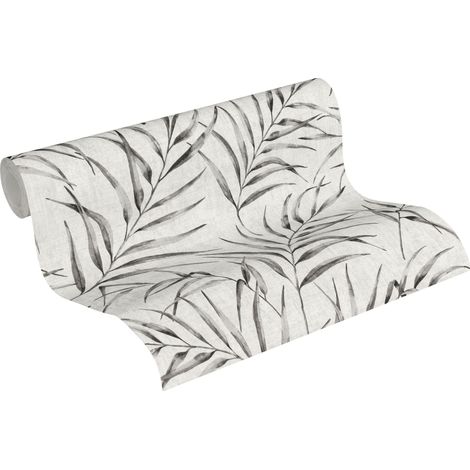 papier peint feuilles tropicales gris et beige - A.S. Création (1/5)