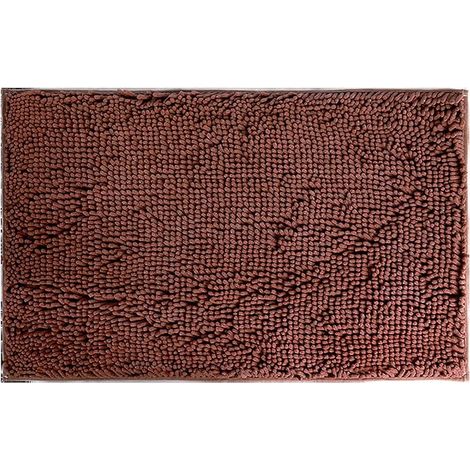 Tapis shaggy pour chambre, tapis moelleux et duveteux en fausse fourrure pour la décoration hivernale et de Noël, tapis de bain rectangulaire antidérapant, lavable et absorbant - Café 60 x 90 cm