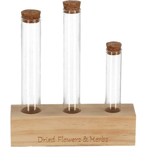 Support pour Fleurs Séchées en Bois FSC avec Arrangement Floral et Herbes - Tube M - 15 x 4 x 17,5 cm - PANGIVO (1/3)