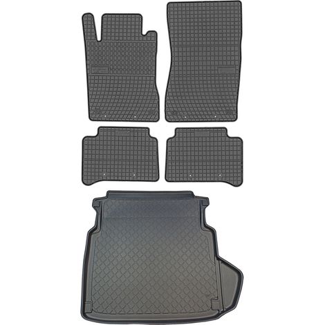Juego de alfombrillas de goma para coche y maletero para Mercedes Clase E W211 Sedán (2002-2009).